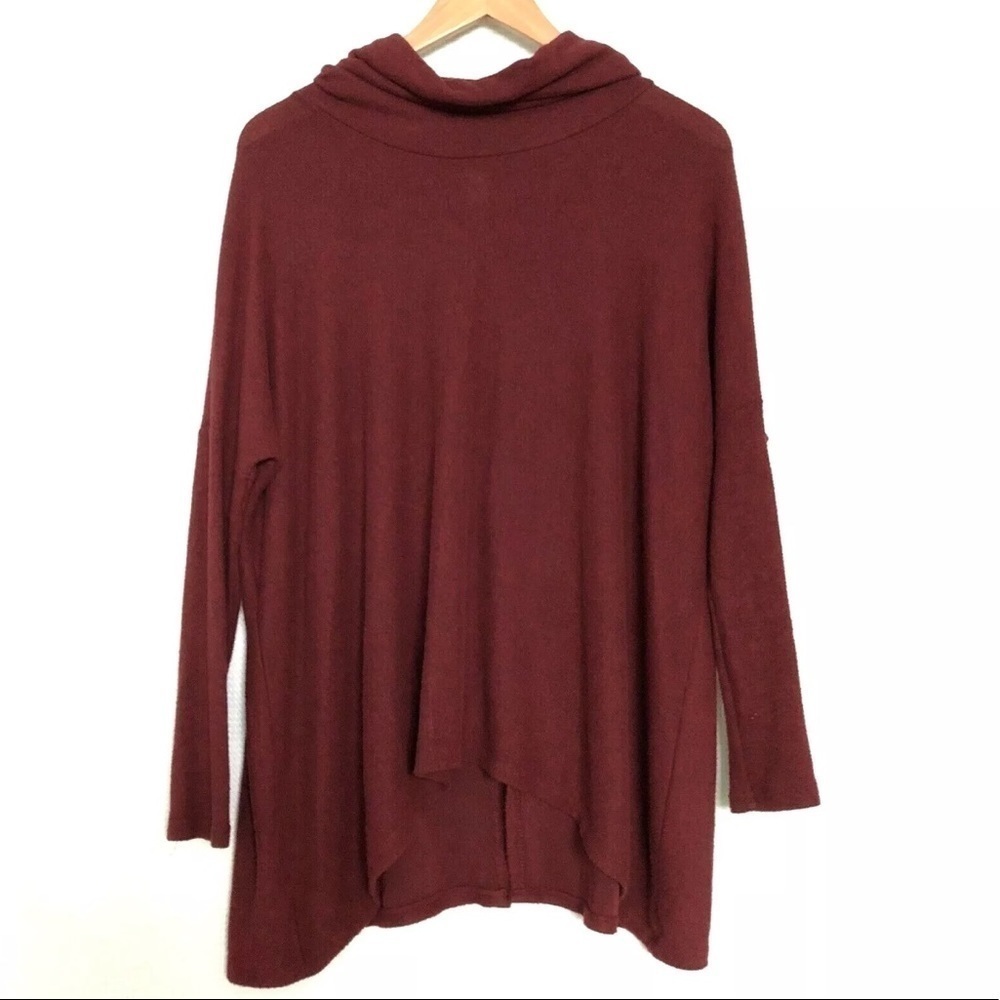 Maroon Cowl Neck Open Back Soft Sweater Shirt Boho
